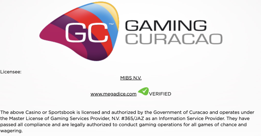 Mega Dice Gaming License