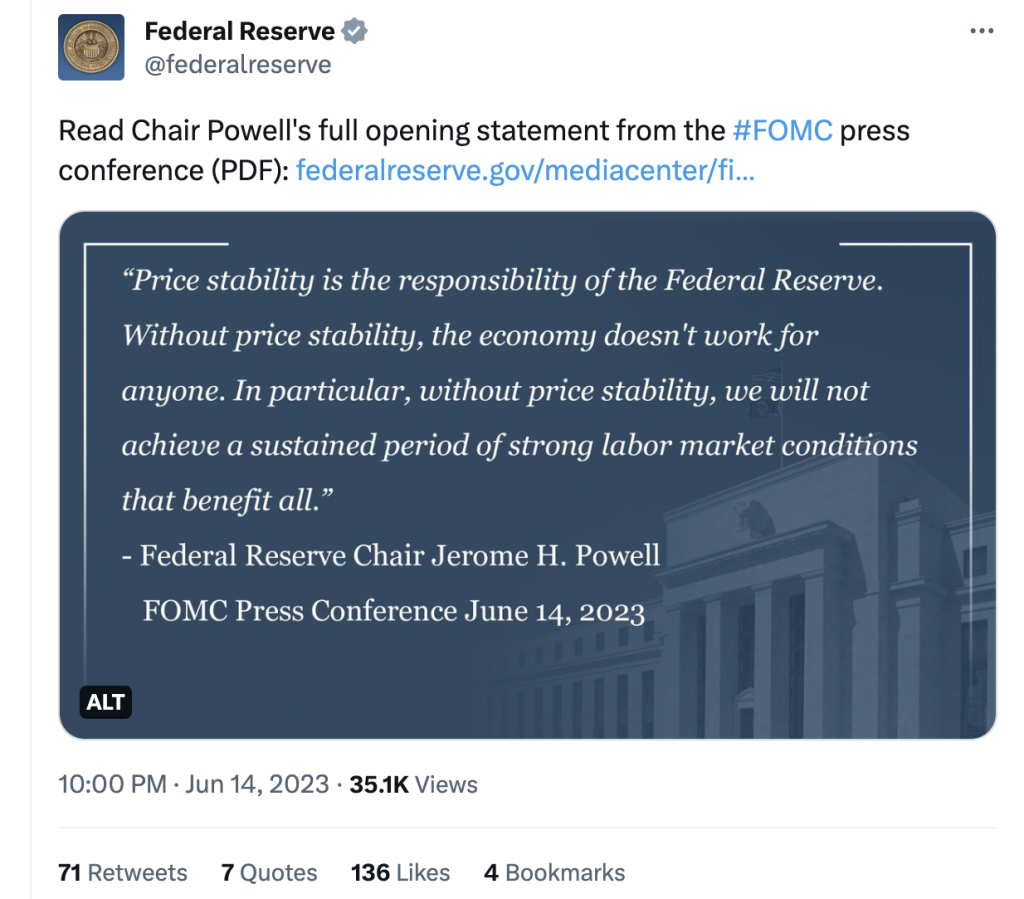 The Fed Reserve Tweet