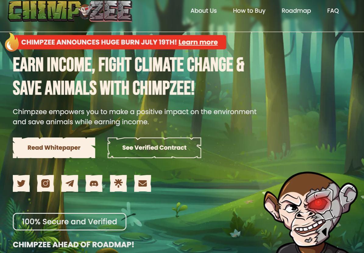 Chimpzee- Future Cryptocurrency Pledging Protection of Environment and Endangered Wildlife