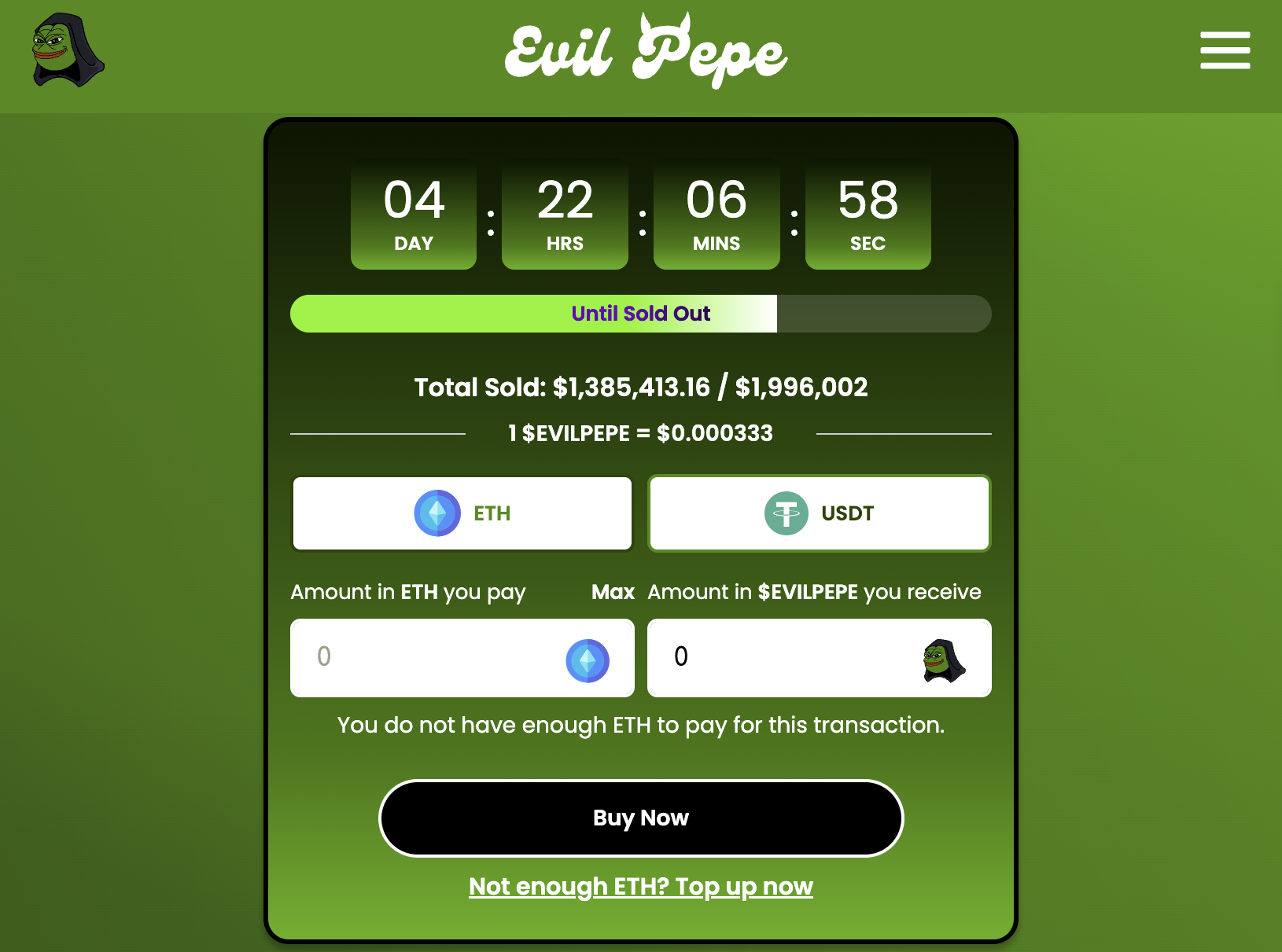 Evil Pepe Presale