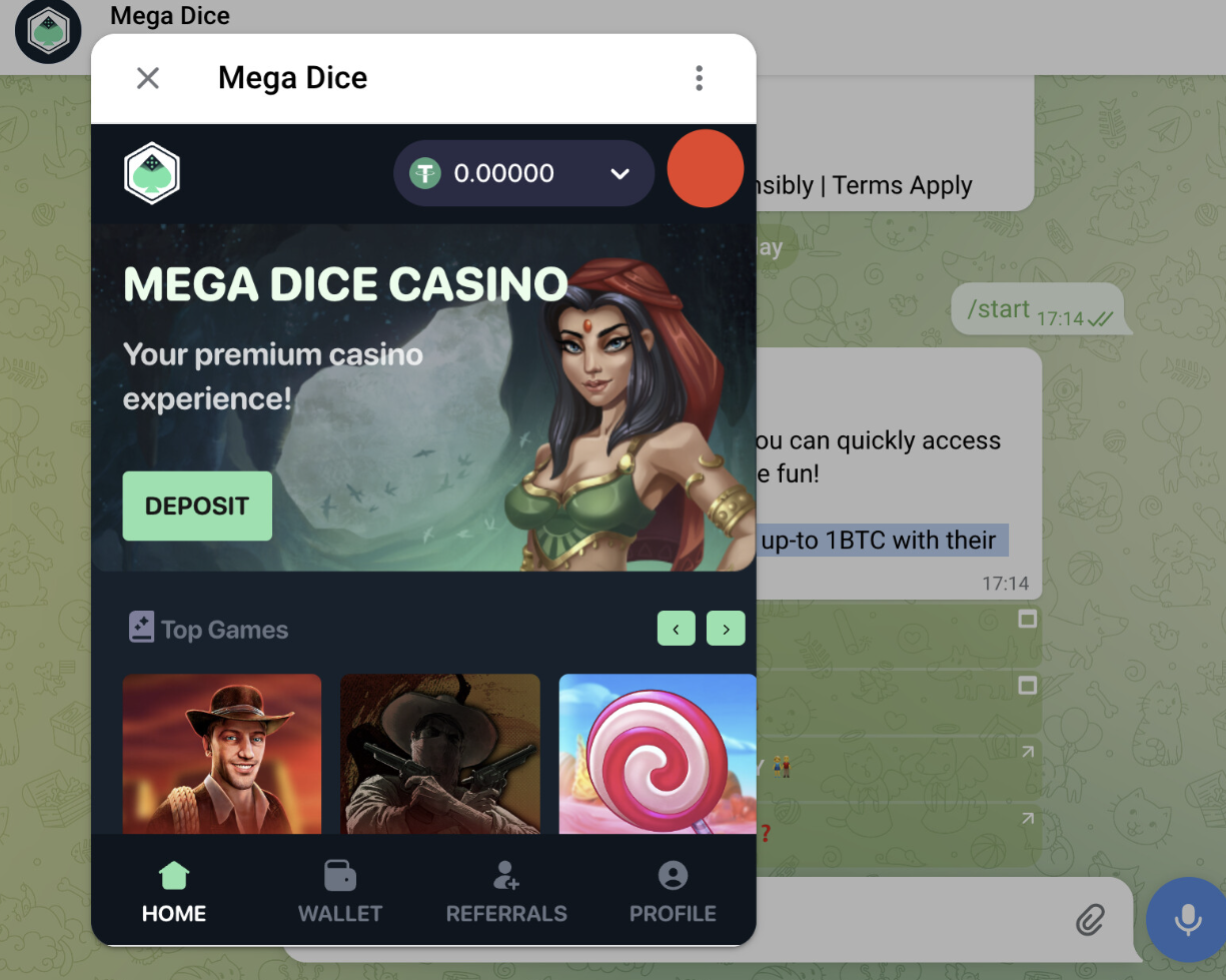Mega Dice Telegram bot