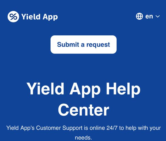 Help Center on Yield App