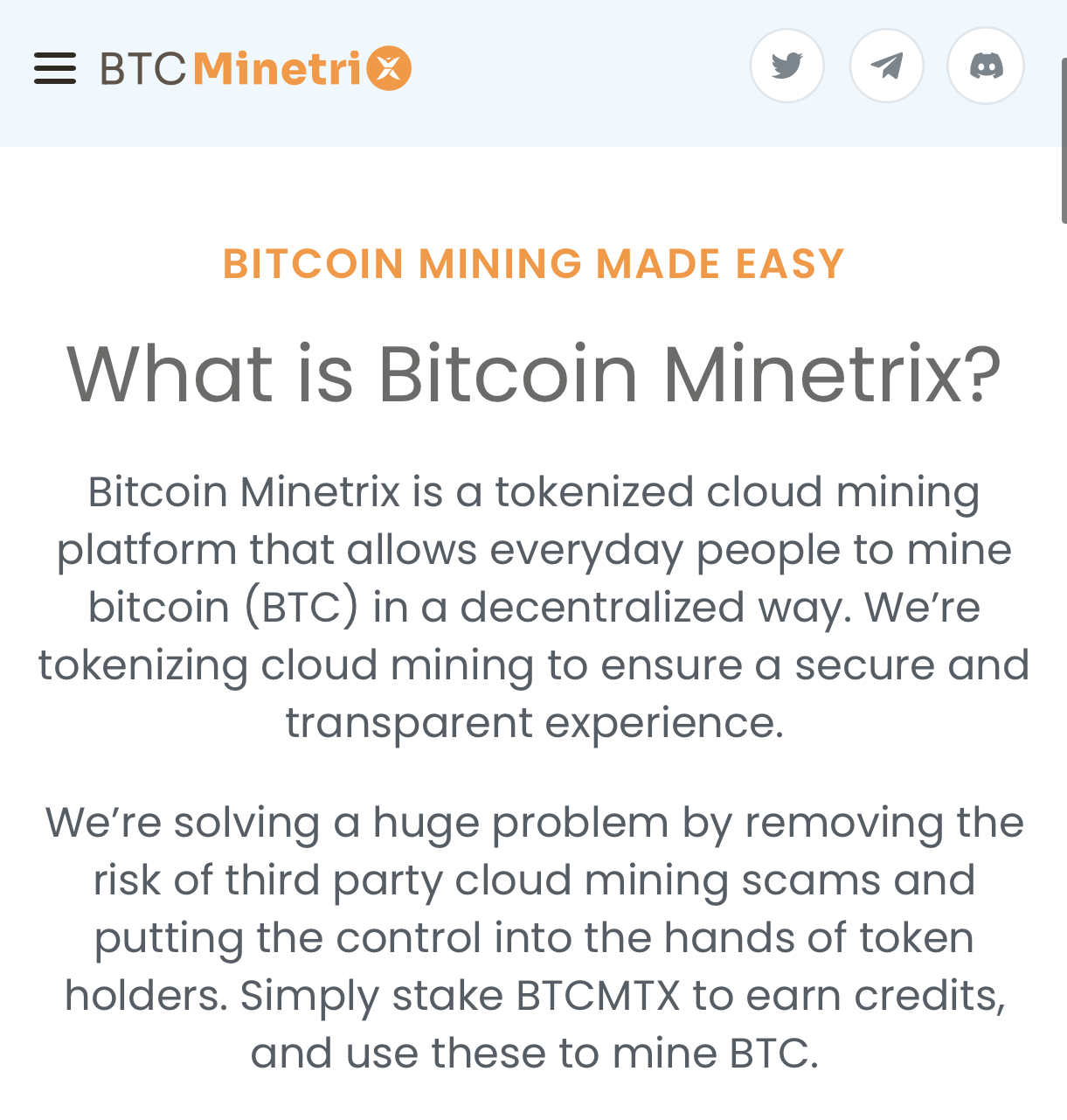Bitcoin Minetrix Features