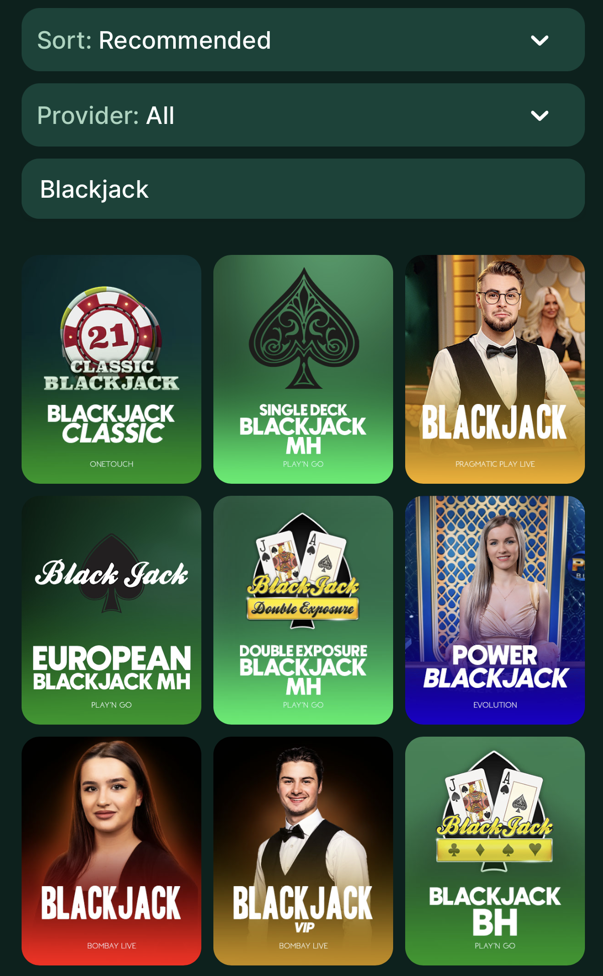 Blackjack Titles on TG.Casino