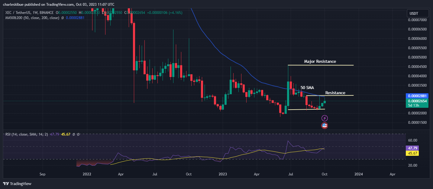 XECUSDT Chart Analysis. Source: Tradingview.com