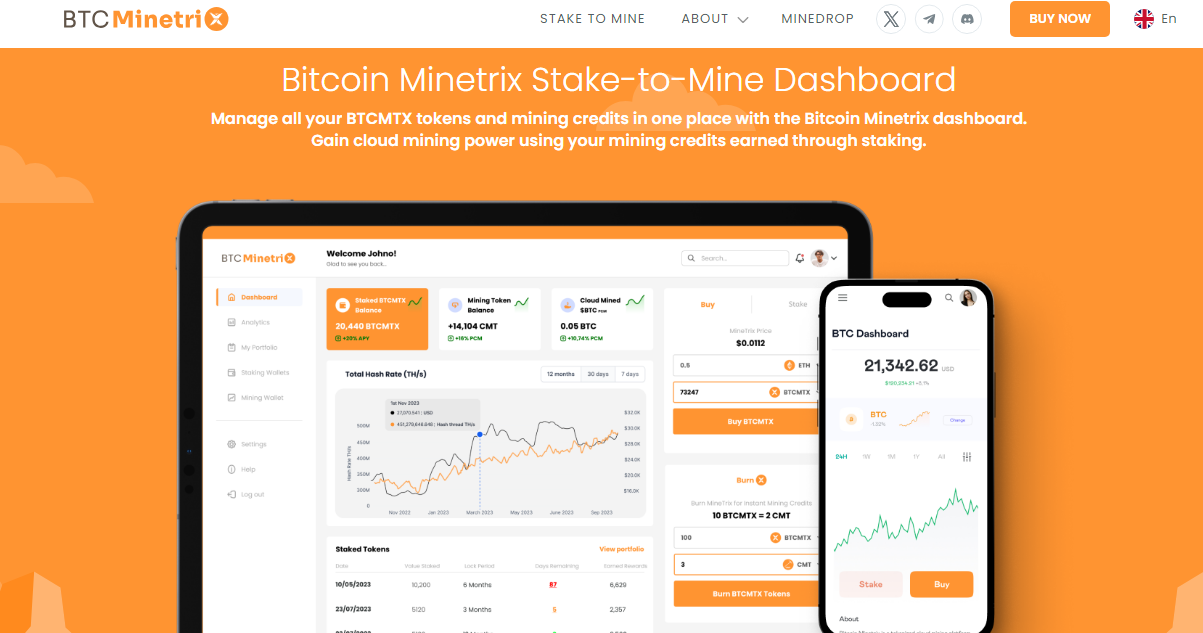 Bitcoin Minetrix Stake-to-Mine Dashboard