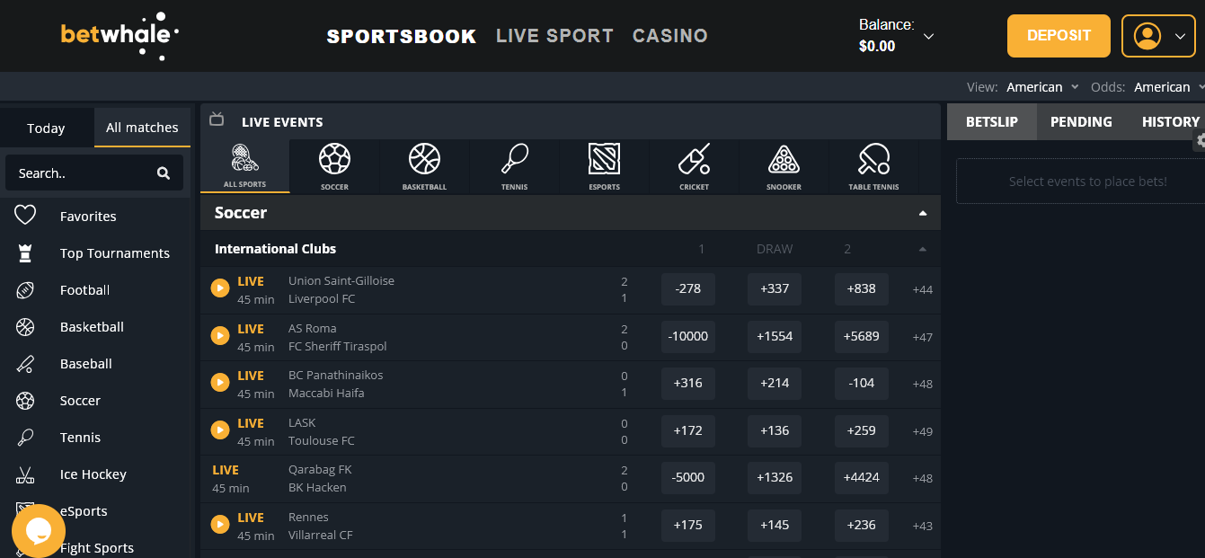 Betwhale’s Sportsbook