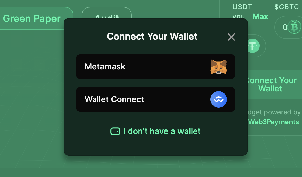 Connect your wallet to buy GBTC