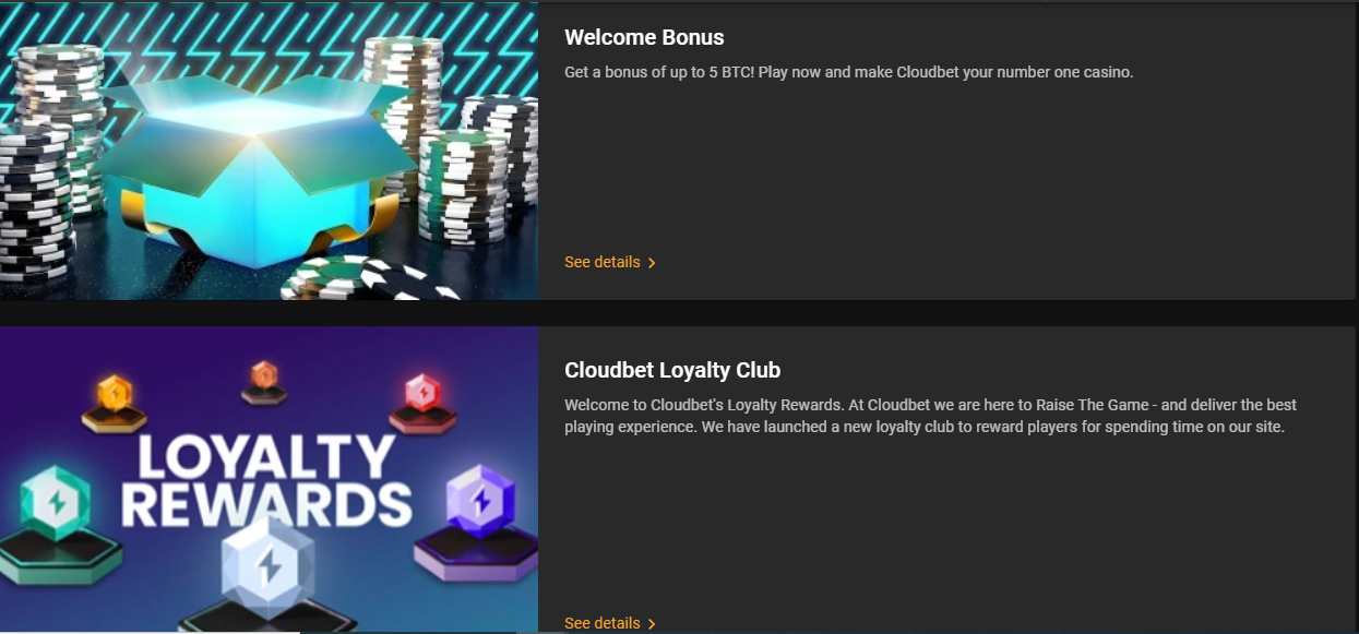 Bonuses on Cloudbet