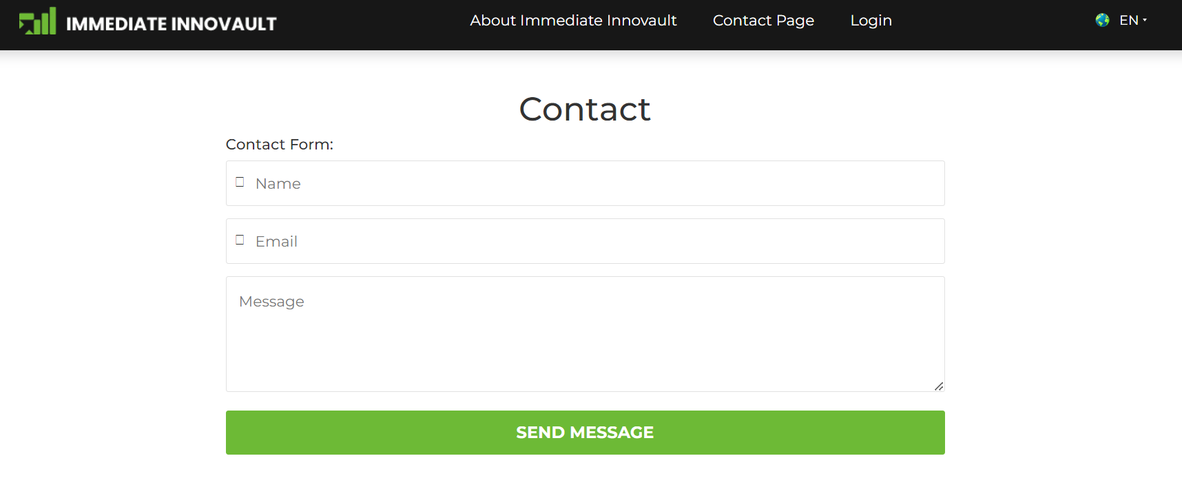 Immediate Innovault Contact Page