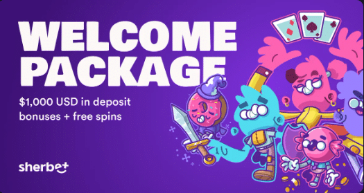 Welcome package at Sherbet Casino
