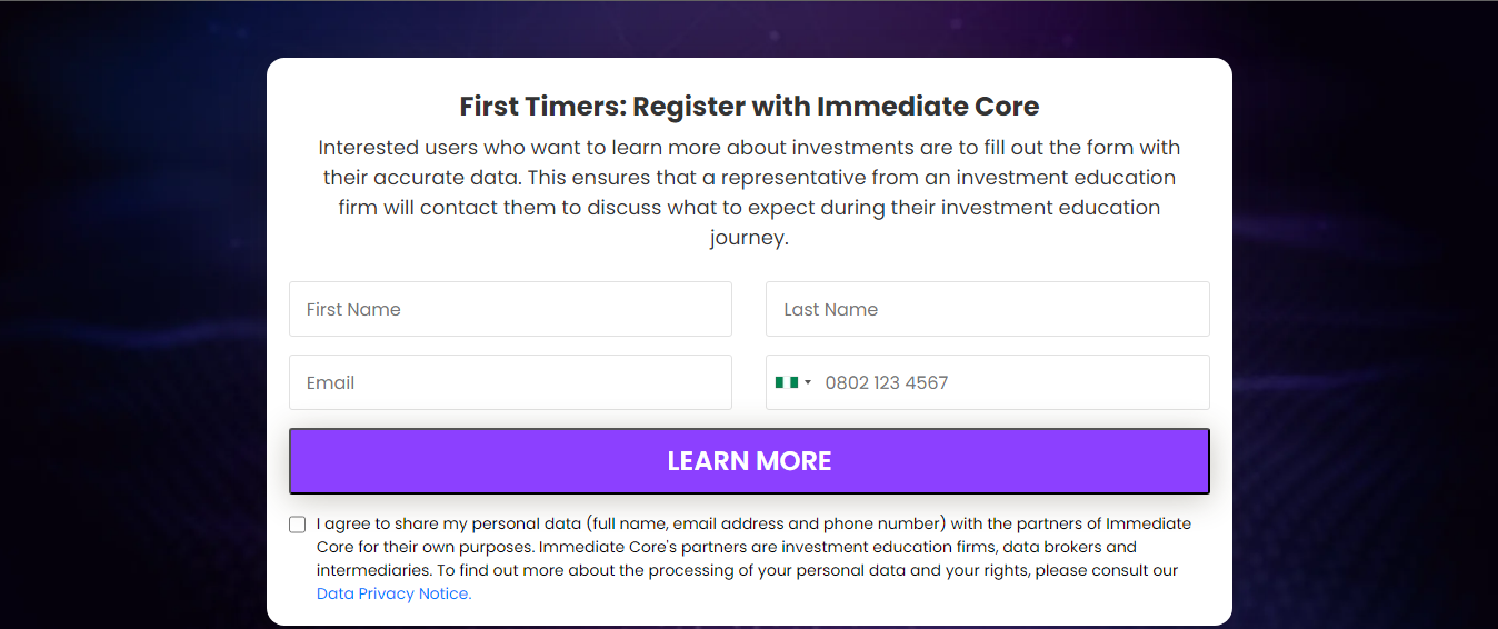 Immediate Core registration 