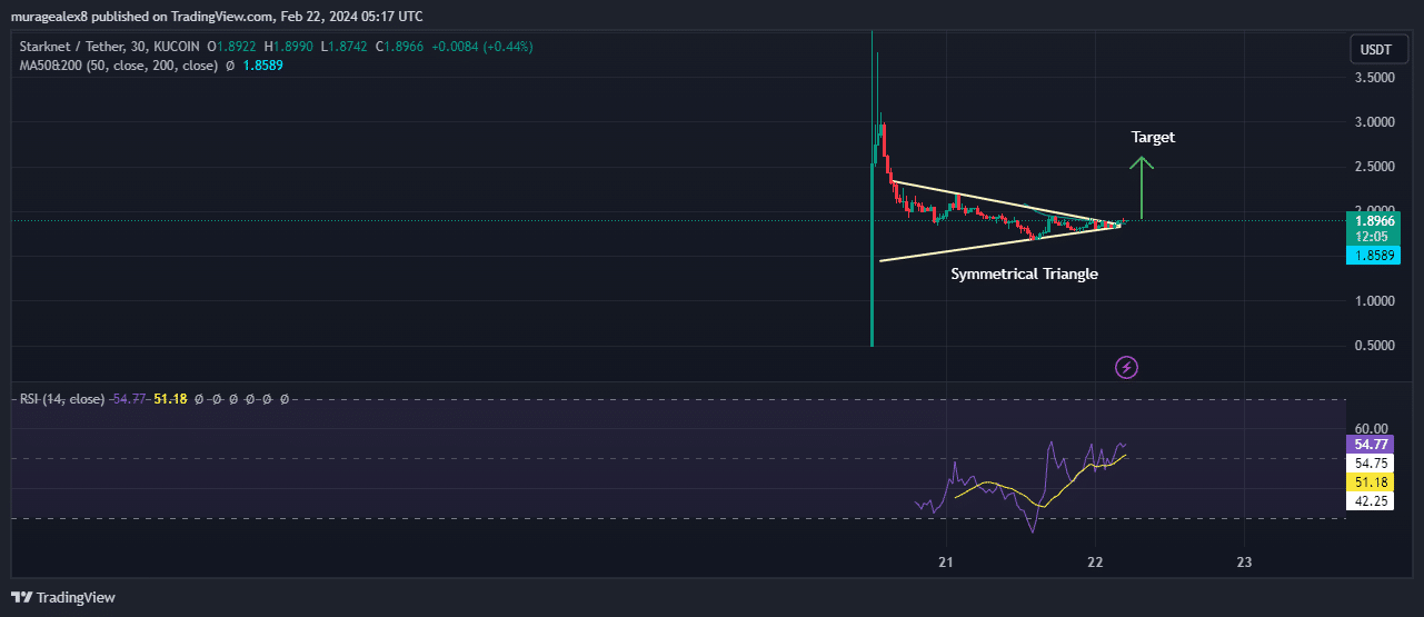 Starknet Price Chart Analysis Source: Tradingview.com