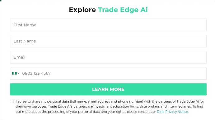 Trade Edge AI registration