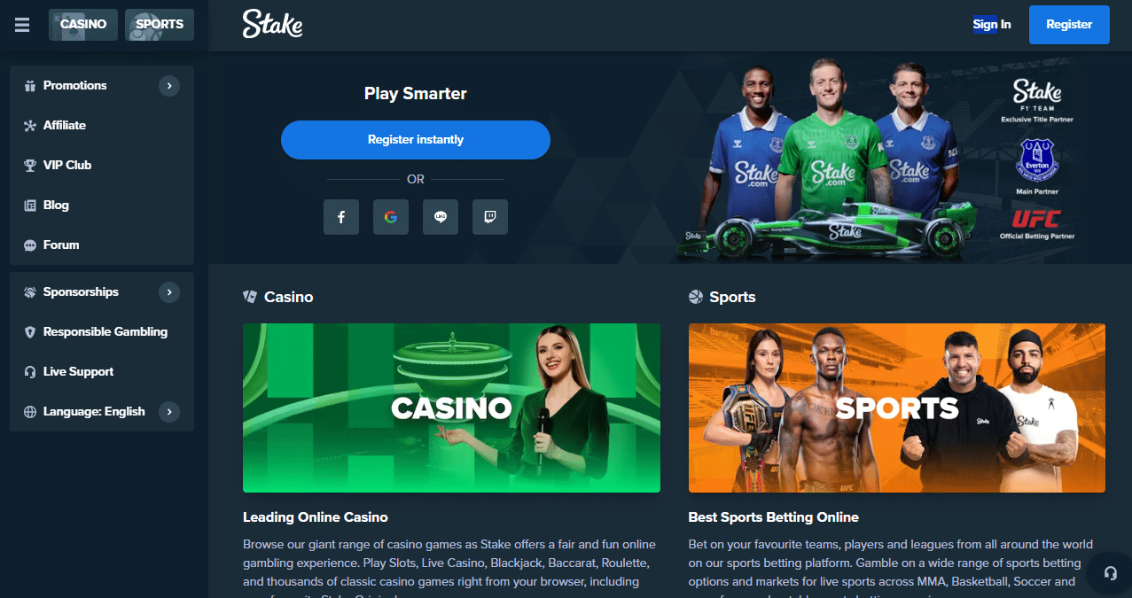 Stake Casino interface