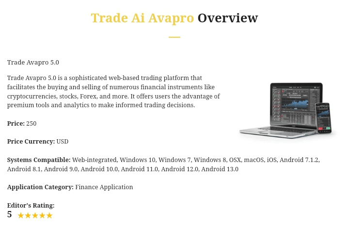 Trade Avapro 5.0 Features