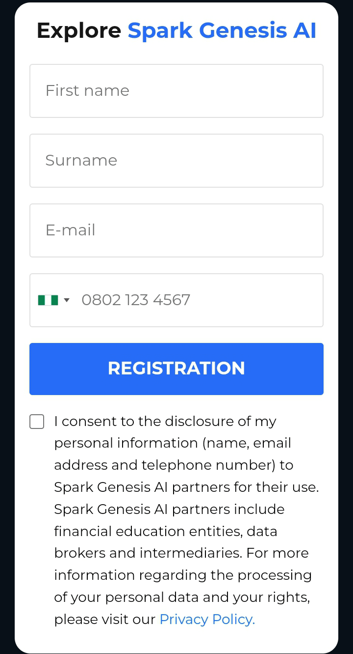 Spark Genesis AI registration