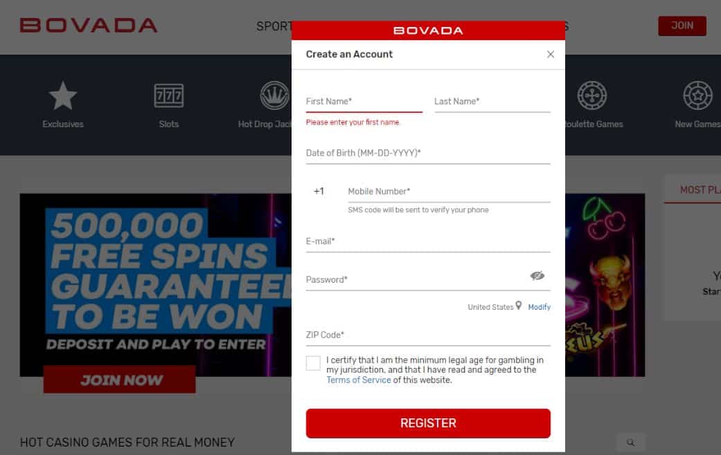 bovada-registration