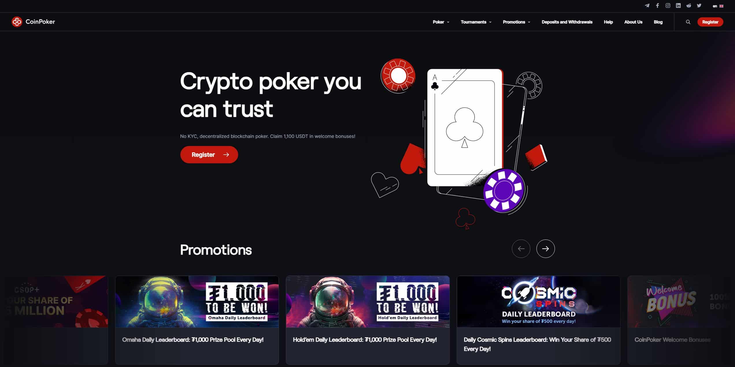 Coinpoker homepage