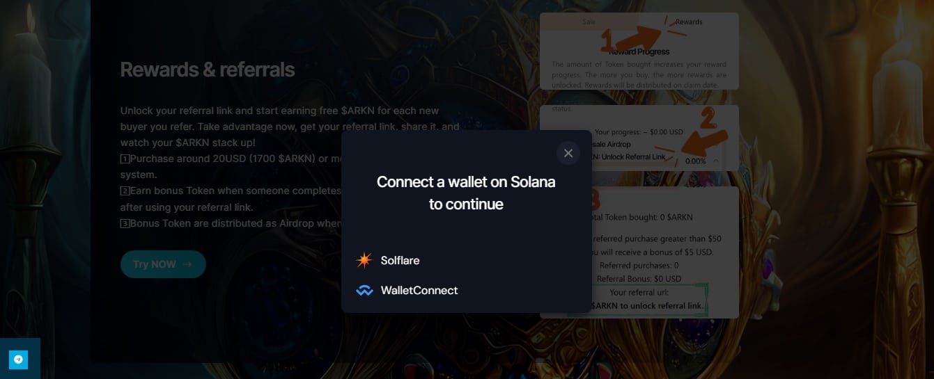 Connect Wallet on Arkenstone