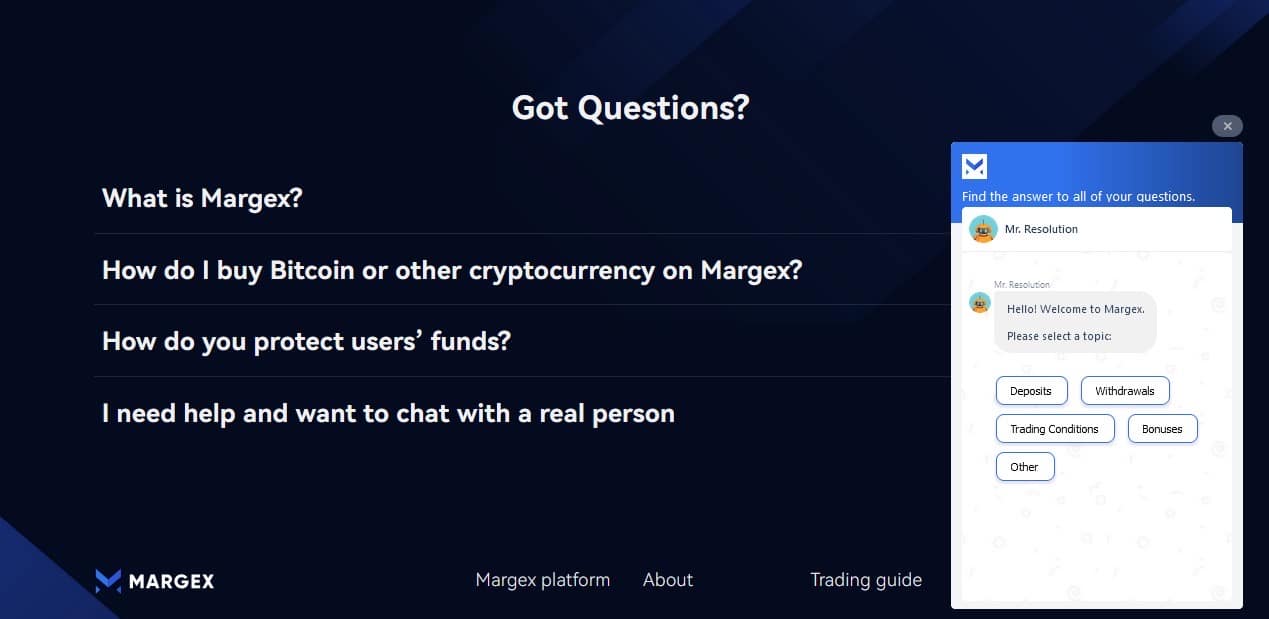Margex customer support