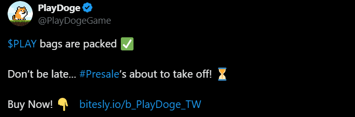 PlayDoge Tweet