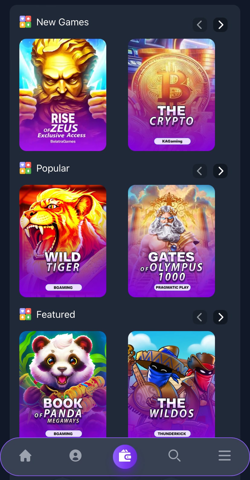 Screenshot of a Crypto-Games new games.