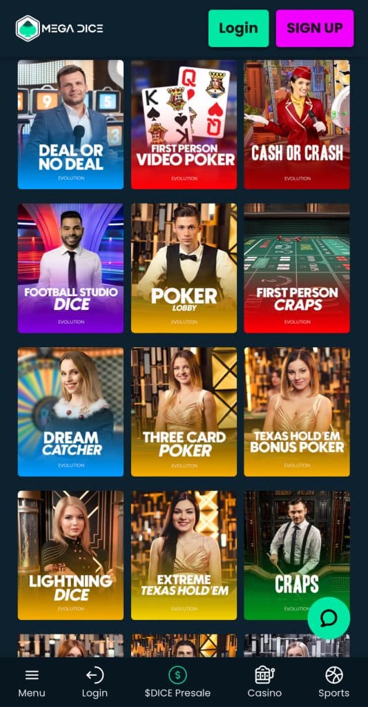 Mega Dice - Best Bitcoin Poker Platform