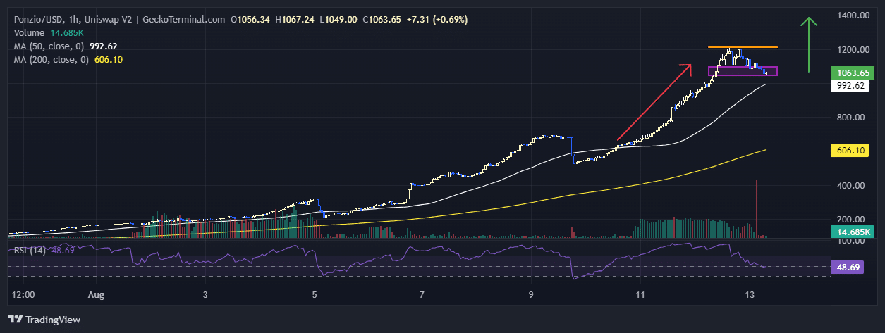 Ponzio The Cat Price Chart Analysis Source: GeckoTerminal.com