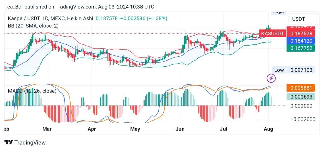 Kaspa (KAS) Price Prediction for Today, August 3 – KAS Technical Analysis