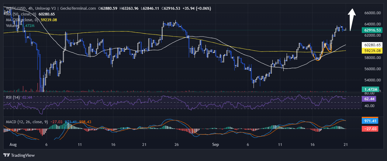 Bitcoin Price Chart Analysis Source: GeckoTerminal.com