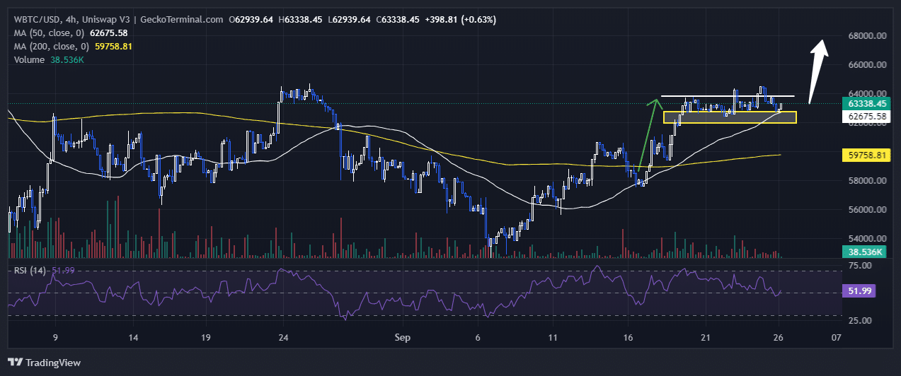 Bitcoin Price Chart Analysis Source: GeckoTerminal.com