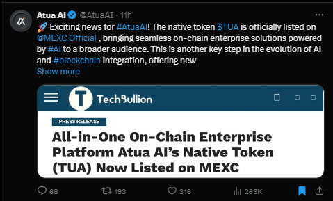 Atua AI tweet