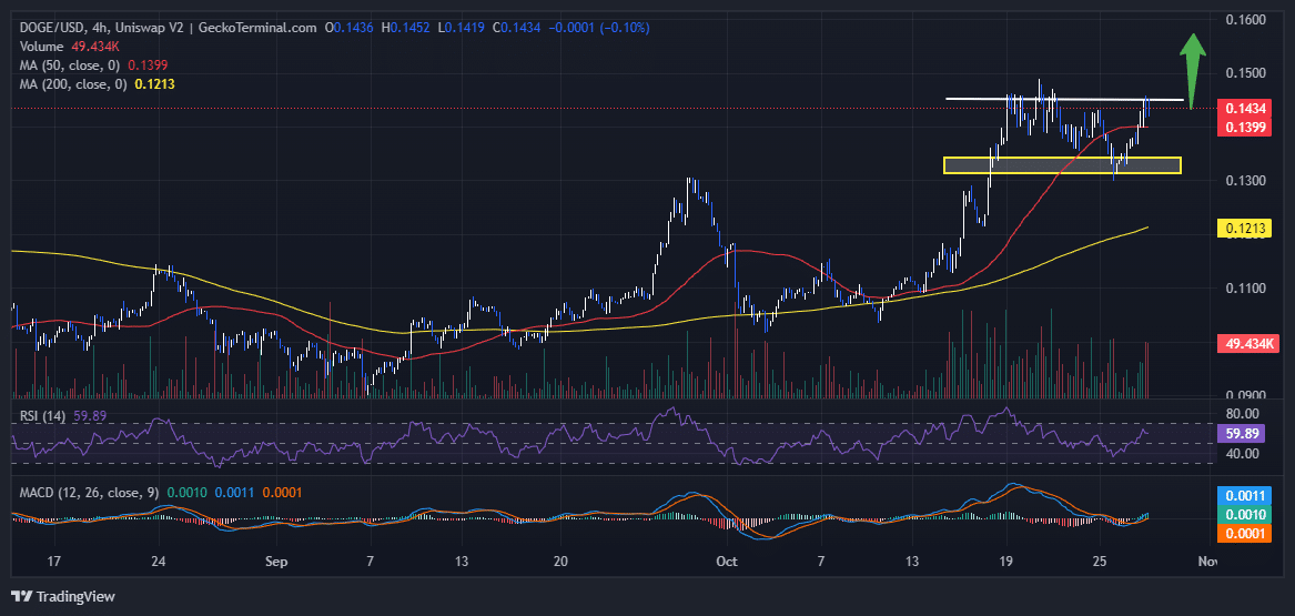 Dogecoin Price Chart Analysis Source: GeckoTerminal.com