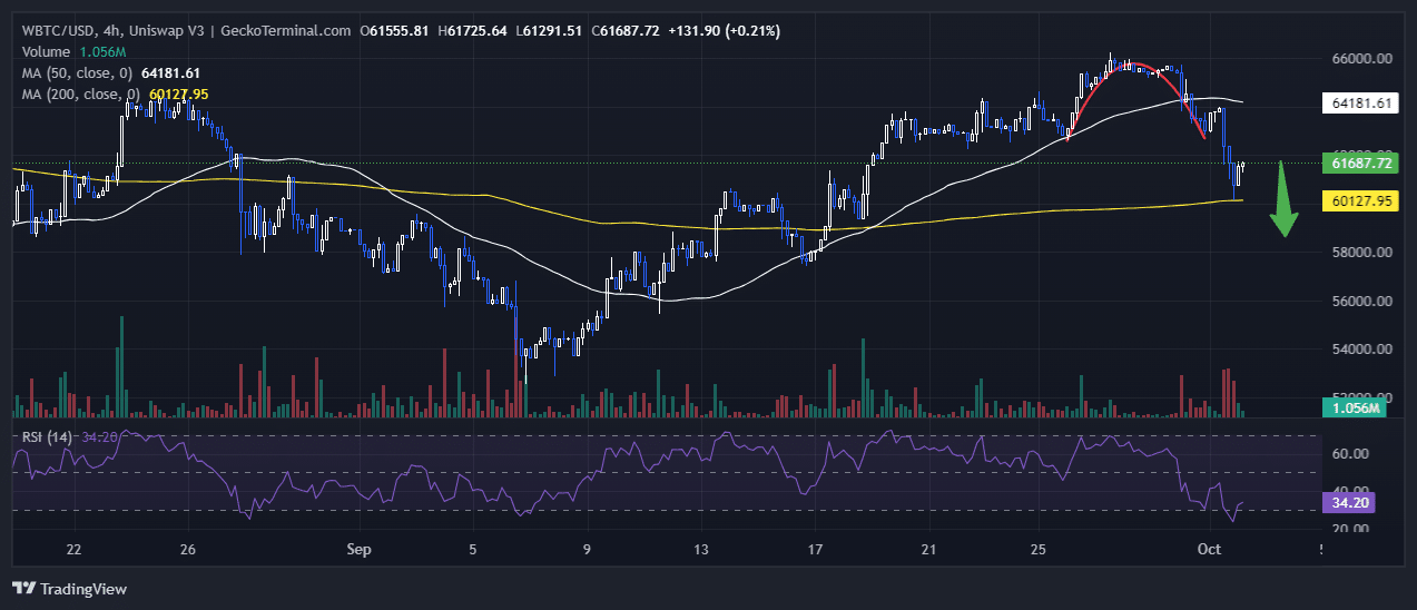 Bitcoin Price Chart Analysis Source: GeckoTerminal.com