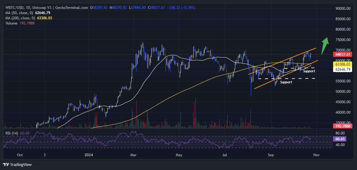 Bitcoin Price Chart Analysis Source: GeckoTerminal.com