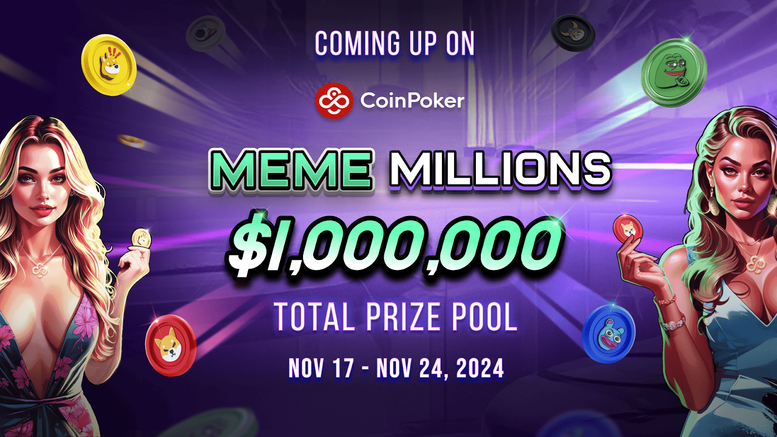 CoinPoker’s Meme Millions Tournament Series Is A ,000,000 Extravaganza For DOGE, SHIB And PEPE Fans 