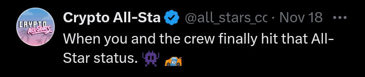 Crypto All-Stars tweet 