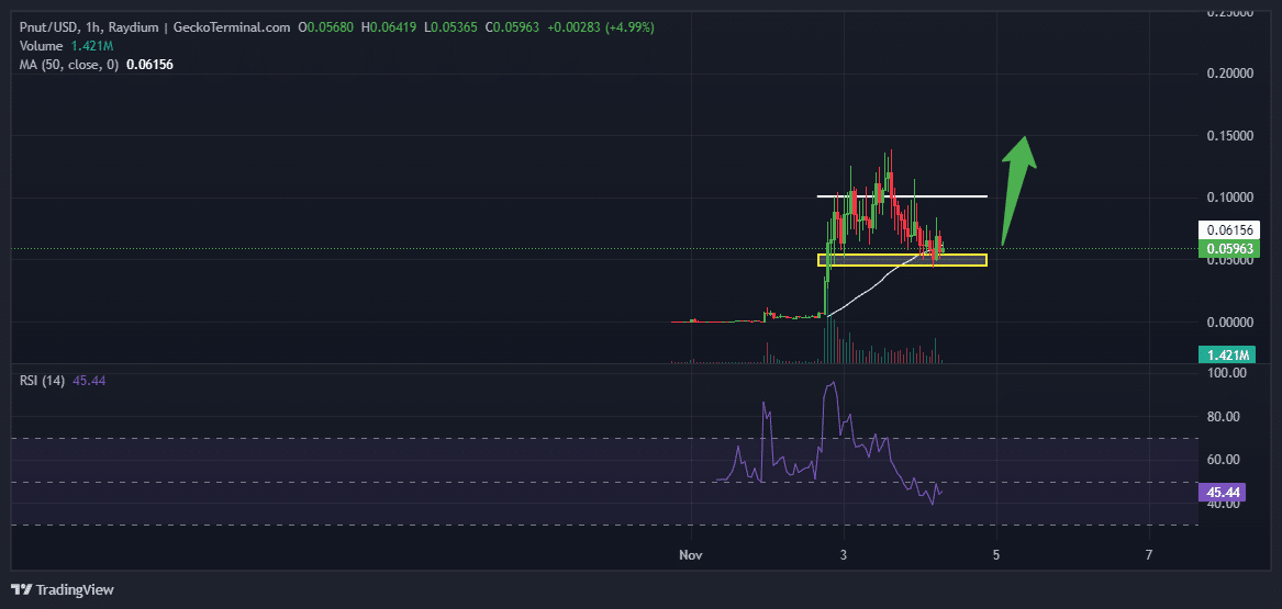 Peanut the Squirrel Price Chart Analysis Source: GeckoTerminal.com