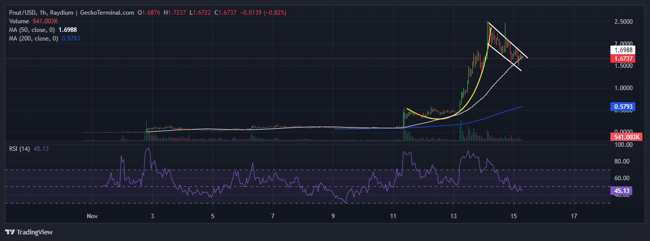 Peanut The Squirrel Price Chart Analysis Source: GeckoTerminal