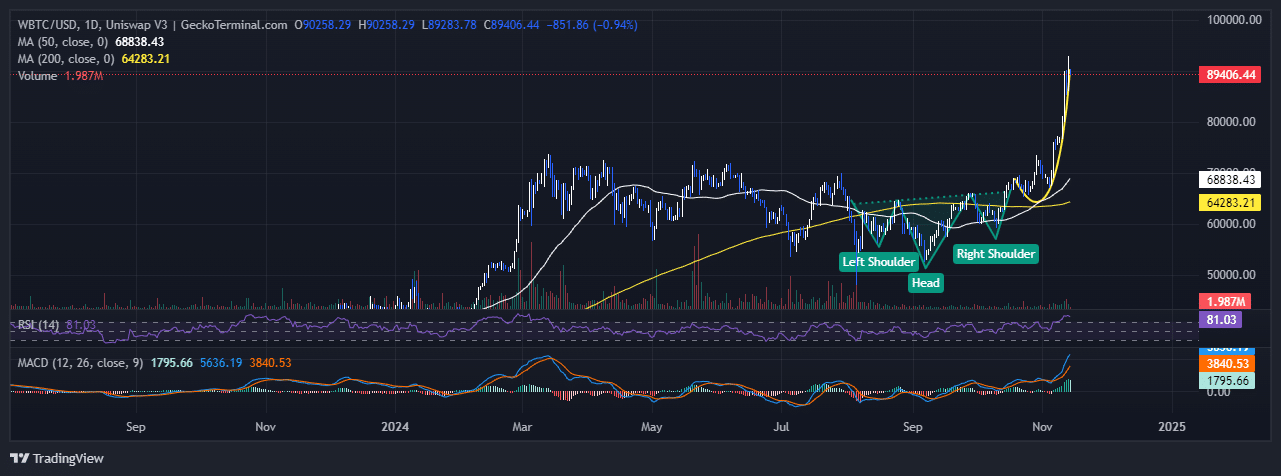 Bitcoin Price Chart Analysis Source: GeckoTerminal