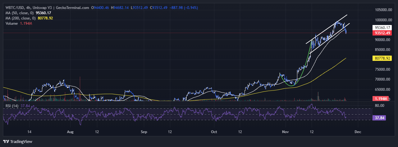 Bitcoin Price Chart Analysis Source: GeckoTerminal