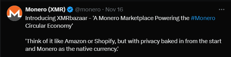 XMR Tweet