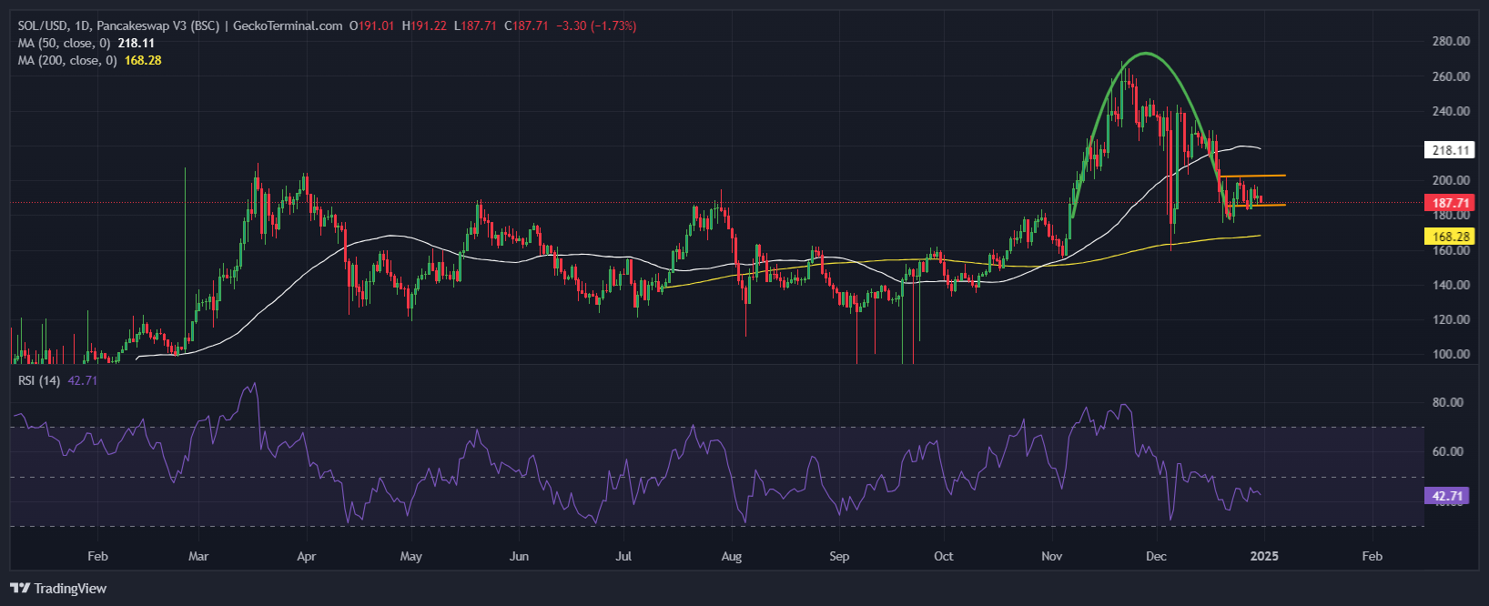 Solana Price Chart Analysis Source: GeckoTerminal