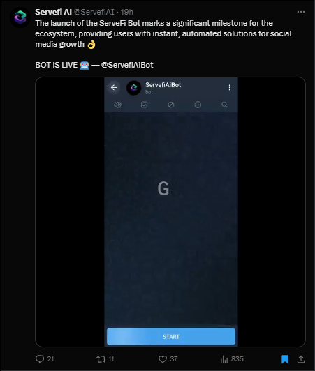 ServeFi AI tweet