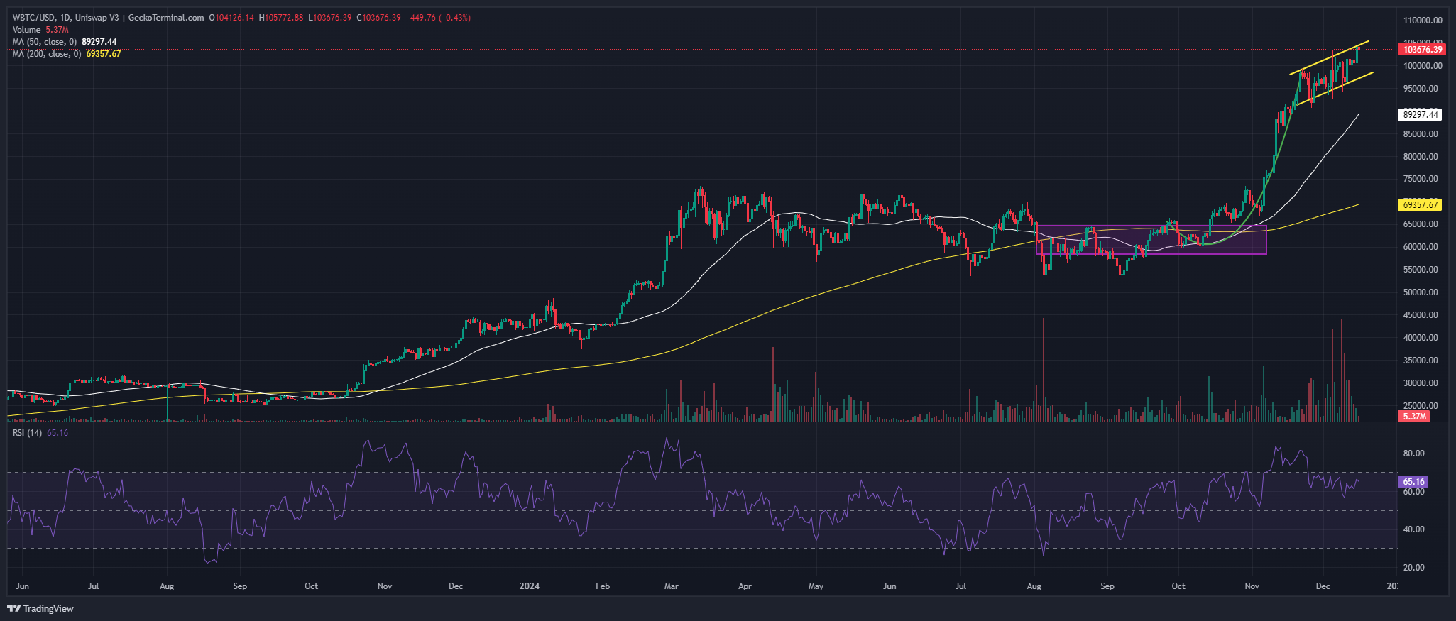 Bitcoin Price Chart Analysis Source: GeckoTerminal