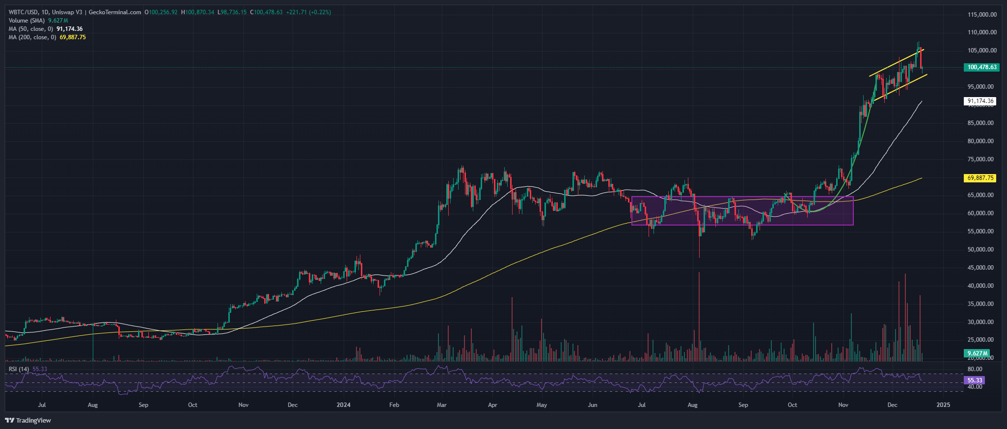 Bitcoin Price Chart Analysis Source: GeckoTerminal