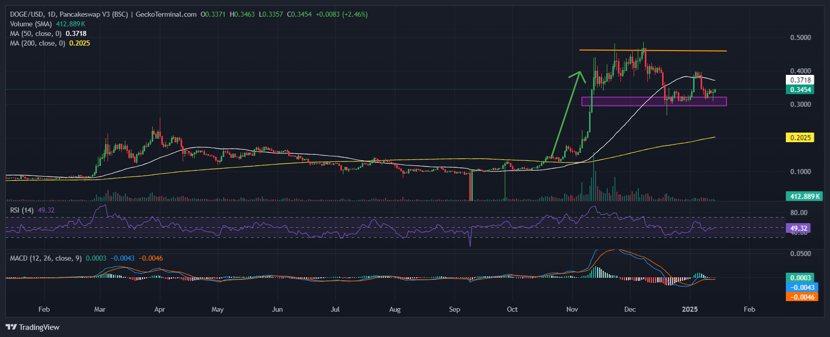 Dogecoin Price Chart Analysis Source: GeckoTerminal