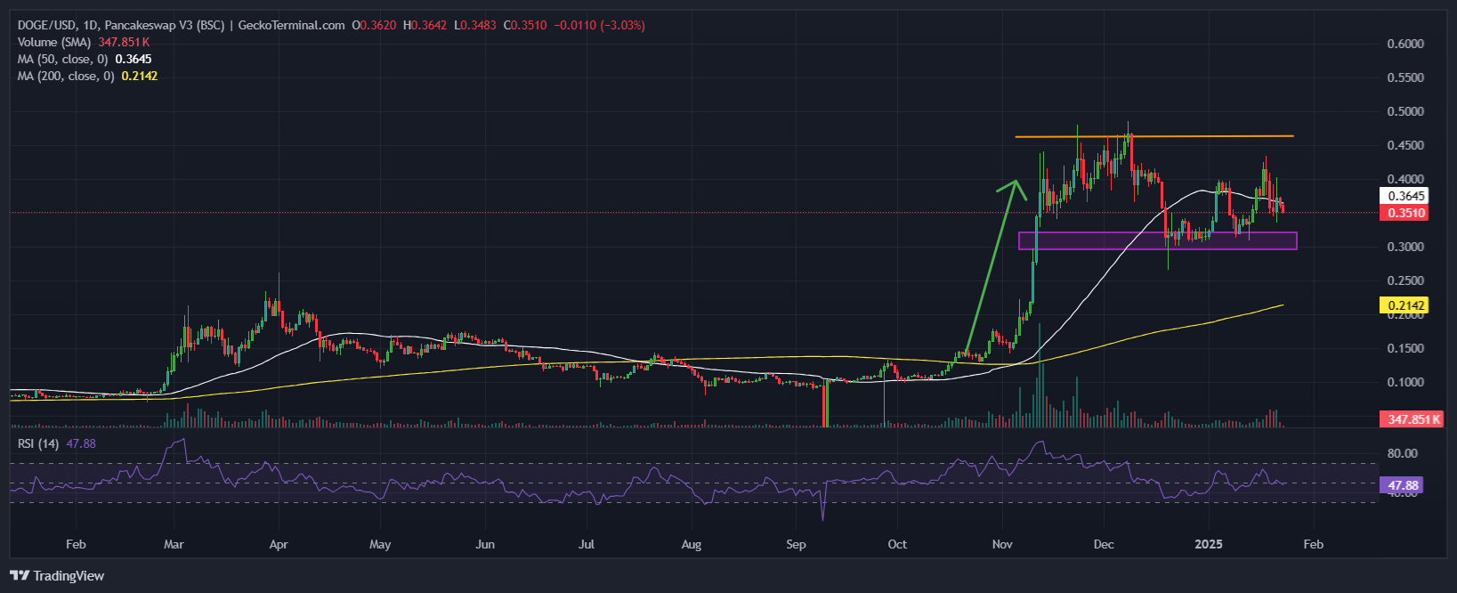 Dogecoin Price Chart Analysis Source: GeckoTerminal