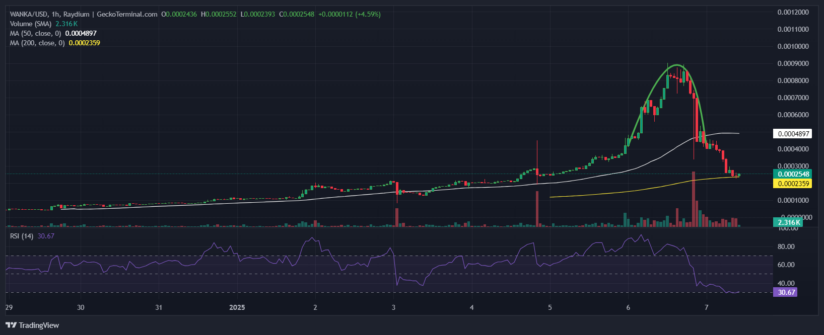 Willy Wanka Price Chart Analysis Source: GeckoTerminal